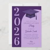 Grad cap modern graduation party kaart (Voorkant)