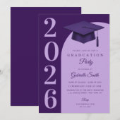 Grad cap modern graduation party kaart (Voorkant / Achterkant)