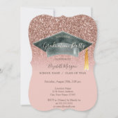 Grad Cap Roze Goud Glitter Ombre Afstuderen Kaart (Voorkant)