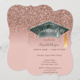 Grad Cap Roze Goud Glitter Ombre Afstuderen Kaart