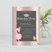 Grad Cap,Wijn,Flamingo Roze Goud Afstuderen Kaart (Staand voorkant)