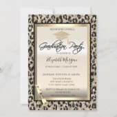 Grad Cap,Wineglas Glitter Luipaardprint  Kaart (Voorkant)