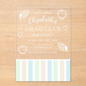 Grad Club Beach Party Acryl Uitnodigingen (Voorkant)