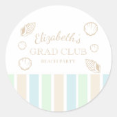 Grad Club Beach Party Ronde Sticker (Voorkant)