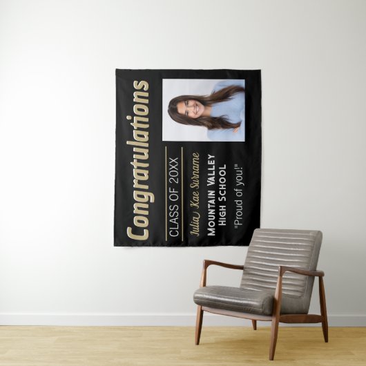 Grad Congrats! Aangepaste graduatie wandkleed (In situ)
