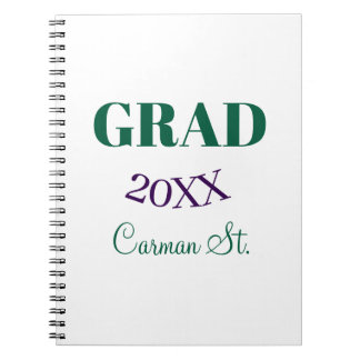 grad congrats green purple bold year 20XX graduate Notitieboek
