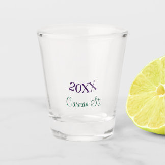 grad congrats green purple bold year 20XX graduate Shot Glas