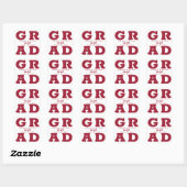Grad Crimson op Wit Vierkante Sticker (Vel)