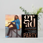 Grad Feest Foto Echt Folie Uitnodiging (Staand Voorkant)