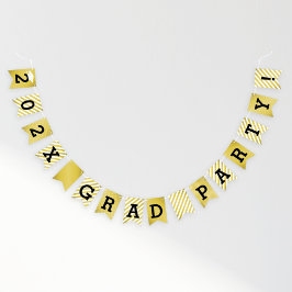 Grad Feest Gouden Strepen en Stippen Vlaggetjes