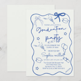 Grad Feest Retro Uitnodiging Klas van 2025,Whimisc