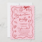 Grad Feest Retro Uitnodiging Klas van 2025,Whimisc (Voorkant)