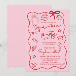 Grad Feest Retro Uitnodiging Klas van 2025,Whimisc