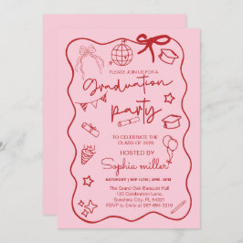 Grad Feest Retro Uitnodiging Klas van 2025,Whimsis