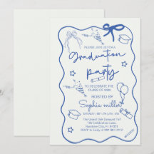 Grad Feest Retro Uitnodiging Klas van 2025,Whimsis