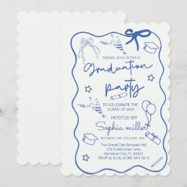 Grad Feest Retro Uitnodiging Klas van 2025,Whimsis