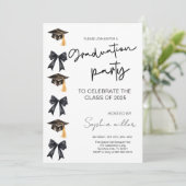 Grad Feest Uitnodiging Klas van 2025,Zwarte Strik (Staand voorkant)