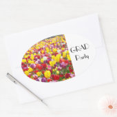 GRAD-feeststickers Tulp Bloemen Afstuderen Ovale Sticker (Envelop)
