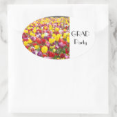 GRAD-feeststickers Tulp Bloemen Afstuderen Ovale Sticker (Tas)