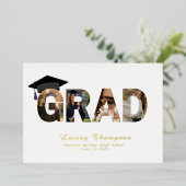 GRAD Folie Typografie 4 Afbeelding Afstuderen Uitnodiging (Staand Voorkant)