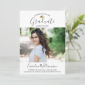 Grad Foto Afstudeer Uitnodiging Trendy Blauw (Staand voorkant)