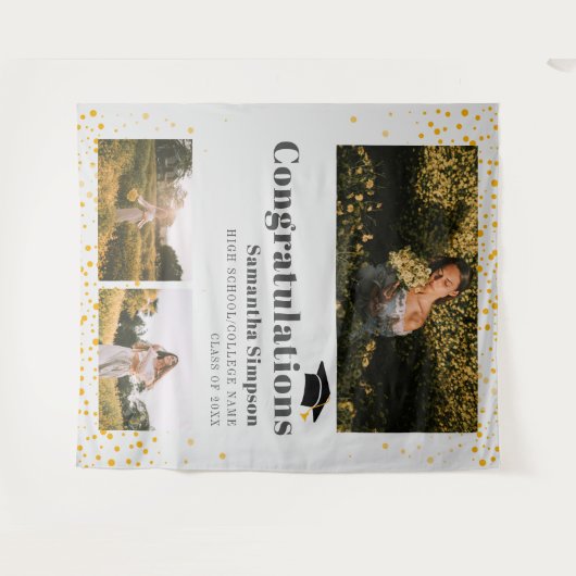 Grad Foto Collage Fotohokje Afstudeerbackdrop Wandkleed (Voorkant (horizontaal))