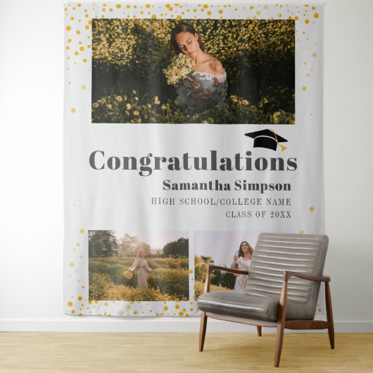 Grad Foto Collage Fotohokje Afstudeerbackdrop Wandkleed (In situ)