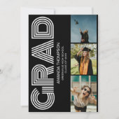 Grad Foto Collage Zwart Goud Afstuderen Kaart (Voorkant)