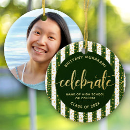 Grad Foto Groen Goud Glitter Schrift Sieraad Chic Keramisch Ornament
