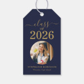 Grad Foto Klas van 2026 Blauw Goud Afstuderen Cadeaulabel (Achterkant)