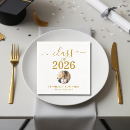 Grad Foto Klas van 2026 Gouden Script Afstuderen Servet