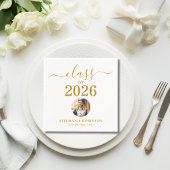 Grad Foto Klas van 2026 Gouden Script Afstuderen Servet