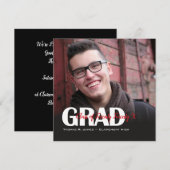 Grad Foto met Kleur Script Jaar Vierkant Aankondiging (Voorkant / Achterkant)