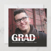Grad Foto met Kleur Script Jaar Vierkant Aankondiging (Voorkant)