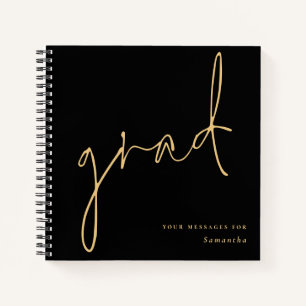 Grad Goud Schrift Zwart Afstudeer Gastboek Notitieboek