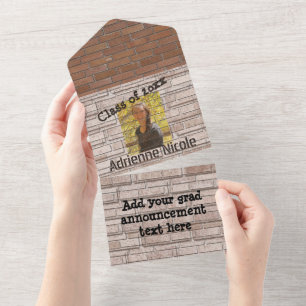 Grad Graffiti-foto op urbane bakstenen muur All In One Uitnodiging