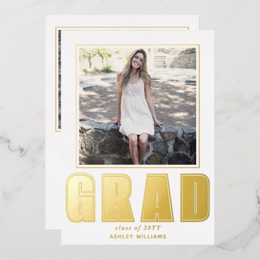 GRAD Klas van 2025 afstudeer witte aankondiging (Voorkant / Achterkant)