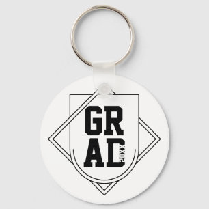 Grad Logo Badge Zwart Wit Aangepast Jaar Afgestude Sleutelhanger