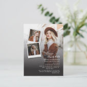 Grad Multi Foto Script Afstudeerfeest 2026 Uitnodiging Briefkaart (Staand voorkant)