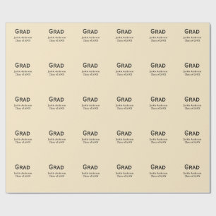 Grad naam in vet letter klas van 20XX geel pastel Cadeaupapier