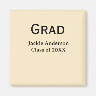 Grad naam in vet letter klas van 20XX geel pastel Magneet