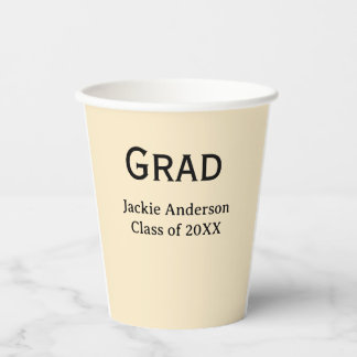 Grad naam in vet letter klas van 20XX geel pastel  Papieren Bekers