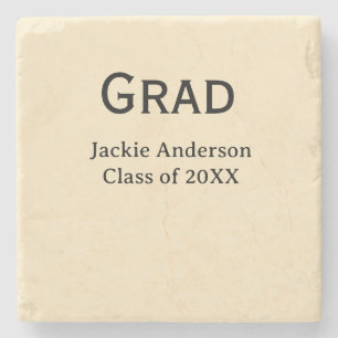 Grad naam in vet letter klas van 20XX geel pastel  Stenen Onderzetter