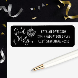 Grad Party Disco Ball Return Address Etiket