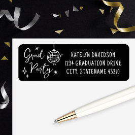 Grad Party Disco Ball Return Address Etiket