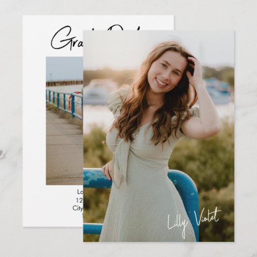 Grad Party Invite Kaart (Voorkant / Achterkant)