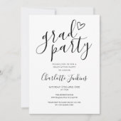 Grad Party Script Heart Foto Afsluitingsfeest Kaart (Voorkant)