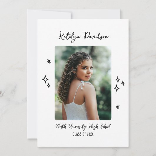 Grad Party Whimsical Doodle Frame Kaart (Achterkant)