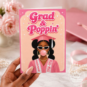 Grad & Poppin' Bubblegum Roze Afstudeerfeest Kaart
