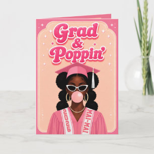 Grad & Poppin' Trendy Roze Bubblekauwgom Afstudere Kaart
